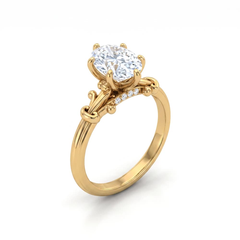 Ornate Oval Solitaire Ring - Image 5 Ornate Oval Solitaire Ring, view 5 of 5