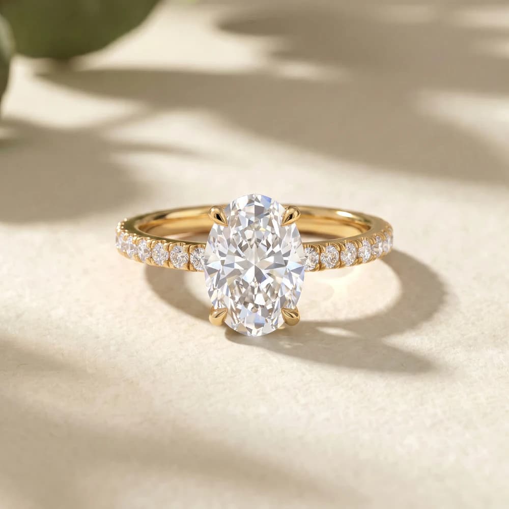 Onya Signature Oval Solitaire Ring with Pave - Image 4 Onya Signature Oval Solitaire Ring with Pave, view 4 of 5