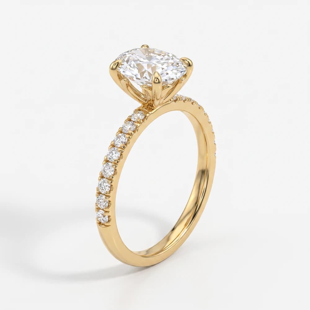 Onya Signature Oval Solitaire Ring with Pave - Image 5 Onya Signature Oval Solitaire Ring with Pave, view 5 of 5