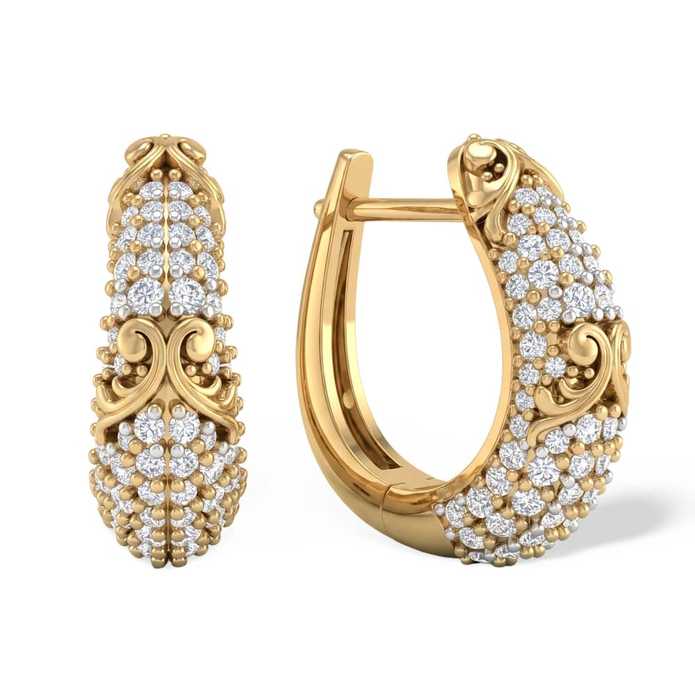 The Royal Acanthus Diamond Hoops Earring - Image 5 The Royal Acanthus Diamond Hoops Earring, view 5 of 5