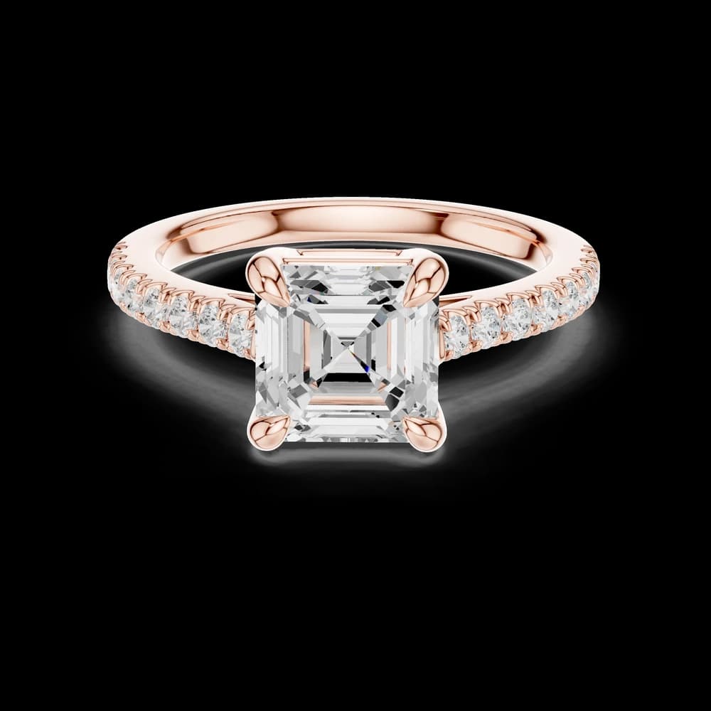 Pave Asscher Solitaire Lab Grown Diamond Ring - Image 1 Pave Asscher Solitaire Lab Grown Diamond Ring, view 1 of 6