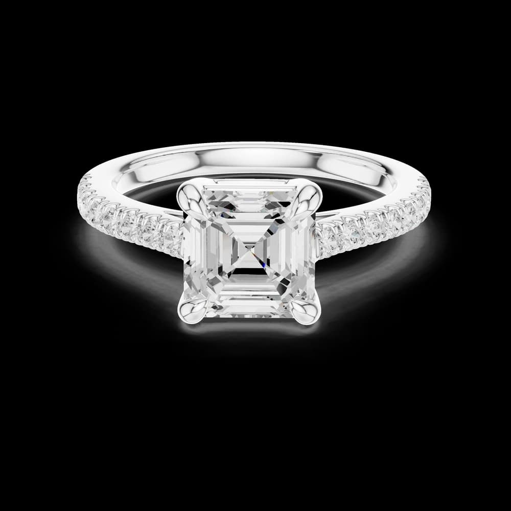 Pave Asscher Solitaire Lab Grown Diamond Ring - Image 2 Pave Asscher Solitaire Lab Grown Diamond Ring, view 2 of 6