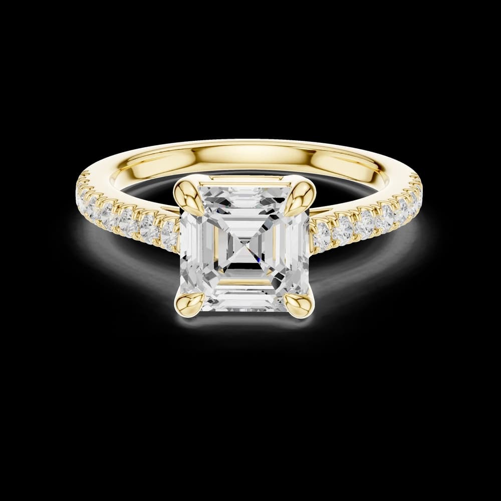 Pave Asscher Solitaire Lab Grown Diamond Ring - Image 3 Pave Asscher Solitaire Lab Grown Diamond Ring, view 3 of 6