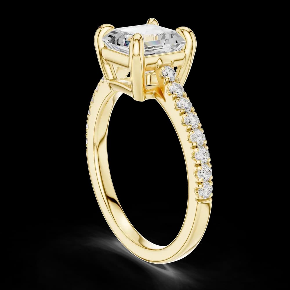 Pave Asscher Solitaire Lab Grown Diamond Ring - Image 4 Pave Asscher Solitaire Lab Grown Diamond Ring, view 4 of 6