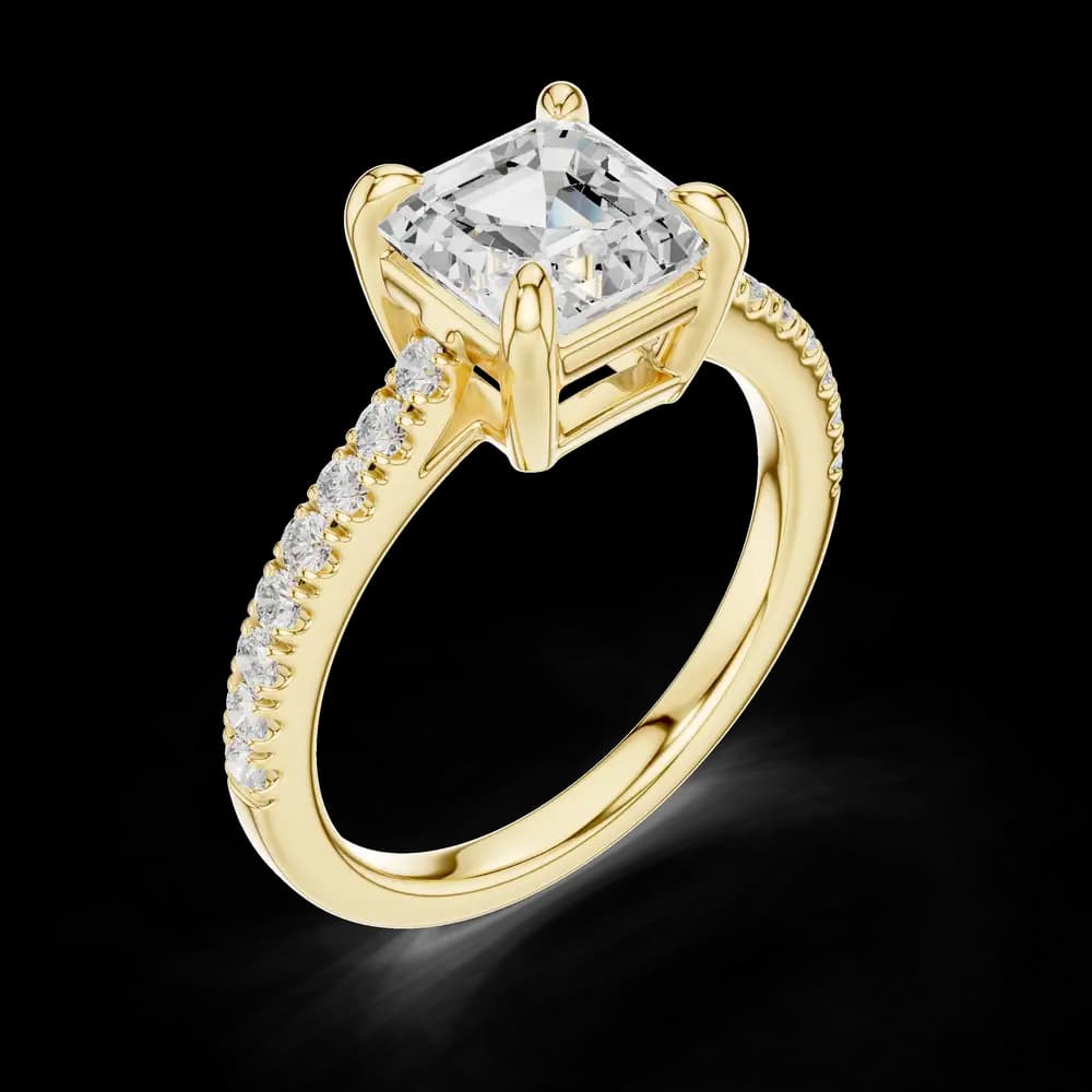 Pave Asscher Solitaire Lab Grown Diamond Ring - Image 5 Pave Asscher Solitaire Lab Grown Diamond Ring, view 5 of 6