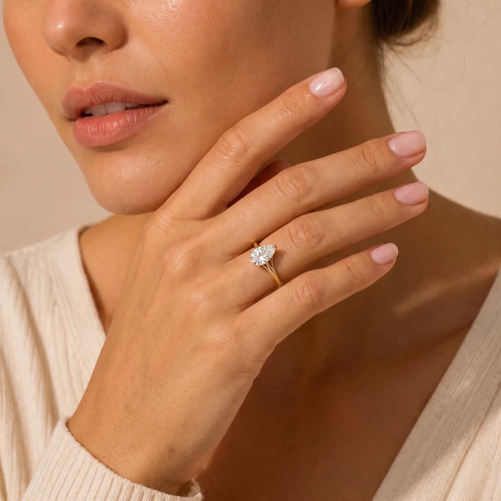 The Coronet Pear Solitaire Ring - Image 3 The Coronet Pear Solitaire Ring, view 3 of 5