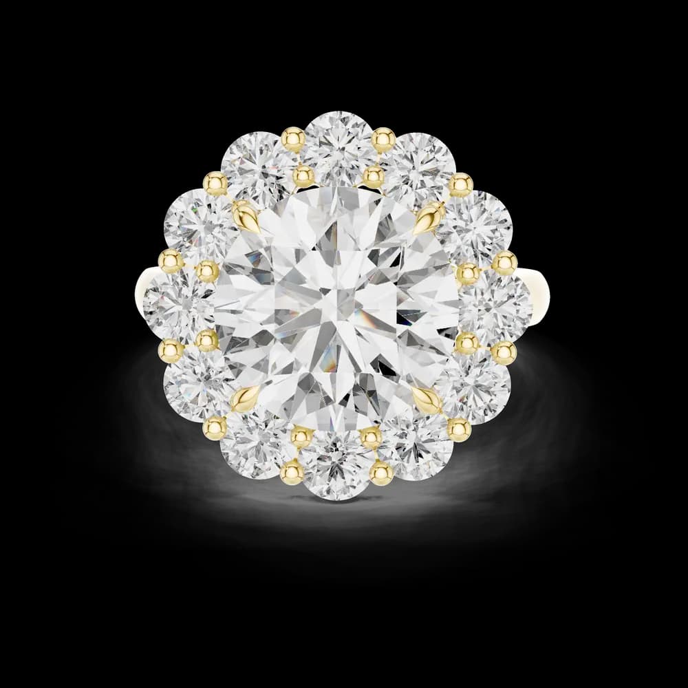 Classic Floral Round Lab Grown Diamond Ring - Image 3 Classic Floral Round Lab Grown Diamond Ring, view 3 of 6