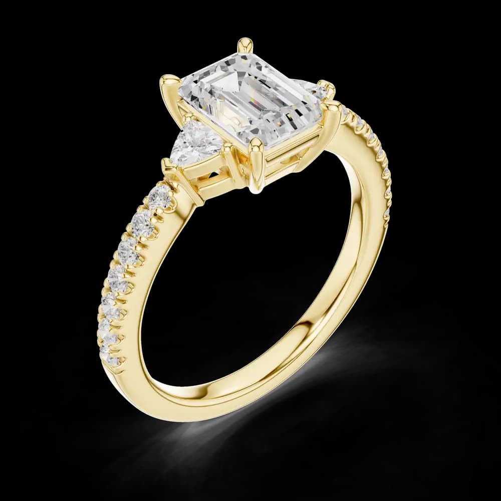 Classic Pear Side Emerald Solitaire Ring - Image 5 Classic Pear Side Emerald Solitaire Ring, view 5 of 6