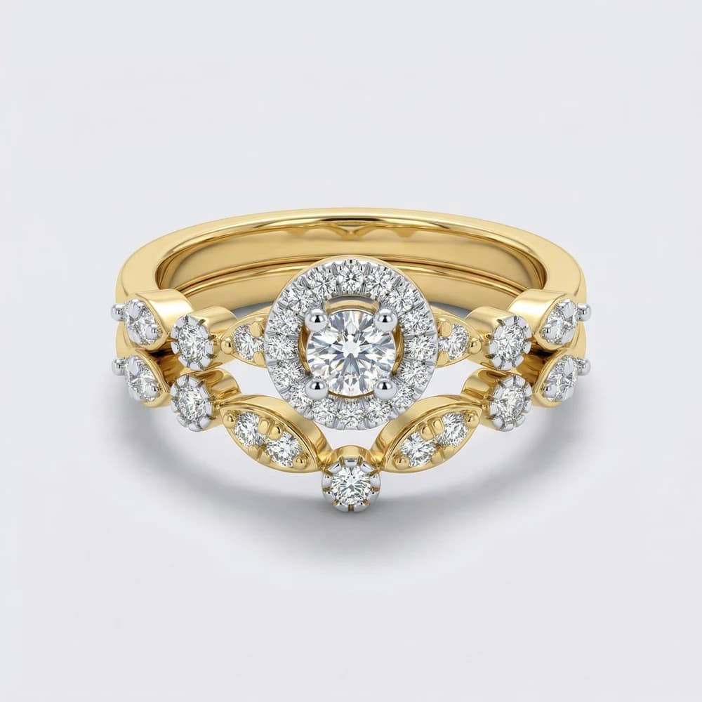 Vintage Floral Accent Halo Lab Grown Diamond Ring - Image 1 Vintage Floral Accent Halo Lab Grown Diamond Ring, view 1 of 1