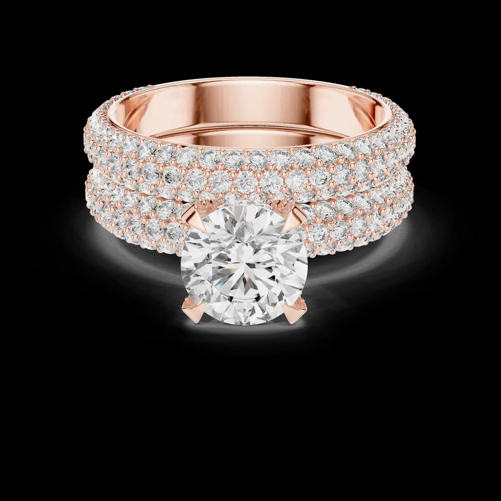 Grand Pave Bridal Set Featuring Round Brilliant Cut Lab Grown Diamond Ring - Image 1 Grand Pave Bridal Set Featuring Round Brilliant Cut Lab Grown Diamond Ring, view 1 of 5