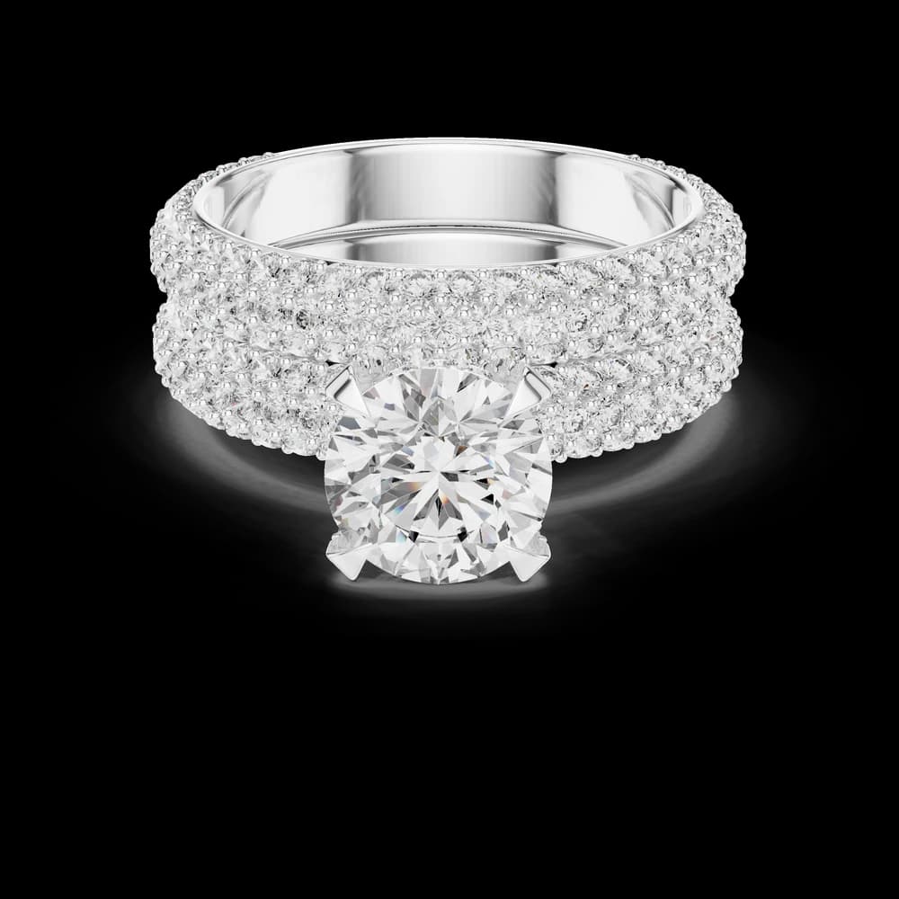 Grand Pave Bridal Set Featuring Round Brilliant Cut Lab Grown Diamond Ring - Image 2 Grand Pave Bridal Set Featuring Round Brilliant Cut Lab Grown Diamond Ring, view 2 of 5