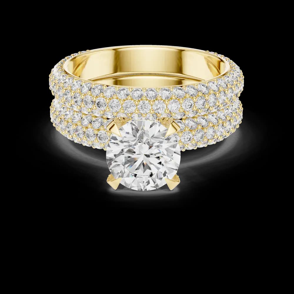 Grand Pave Bridal Set Featuring Round Brilliant Cut Lab Grown Diamond Ring - Image 3 Grand Pave Bridal Set Featuring Round Brilliant Cut Lab Grown Diamond Ring, view 3 of 5