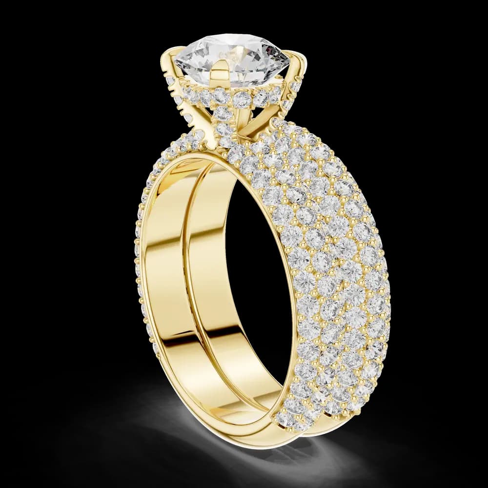 Grand Pave Bridal Set Featuring Round Brilliant Cut Lab Grown Diamond Ring - Image 4 Grand Pave Bridal Set Featuring Round Brilliant Cut Lab Grown Diamond Ring, view 4 of 5