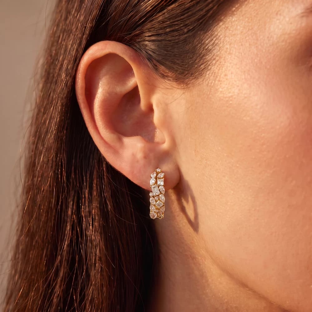 Multi Stone Setting Lab Grown Diamond Earrings - Image 1 Multi Stone Setting Lab Grown Diamond Earrings, view 1 of 5