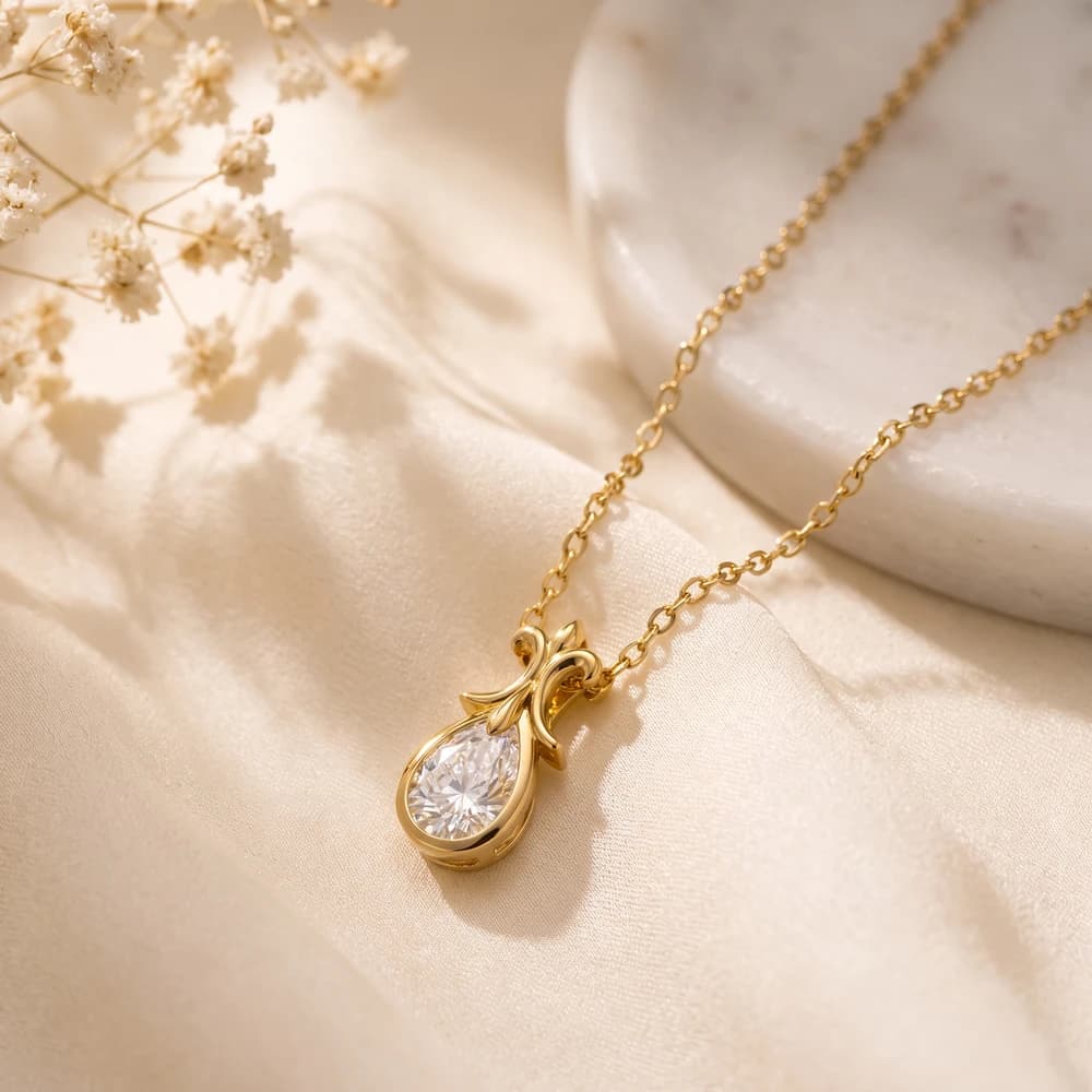 Regal Teardrop Shaped Lab Grown Diamond Pendant - Image 2 Regal Teardrop Shaped Lab Grown Diamond Pendant, view 2 of 2