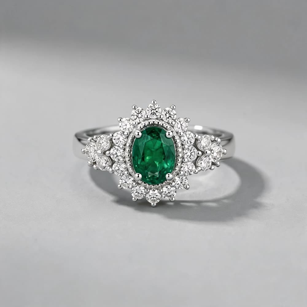 Vintage Oval Halo Lab Grown Diamond Ring - Image 4 Vintage Oval Halo Lab Grown Diamond Ring, view 4 of 6