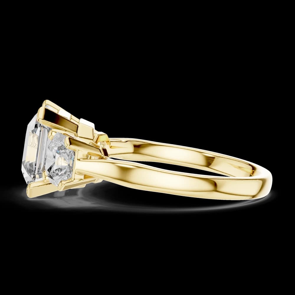 Square Asscher Three Stone Lab Grown Diamond Ring - Image 6 Square Asscher Three Stone Lab Grown Diamond Ring, view 6 of 6