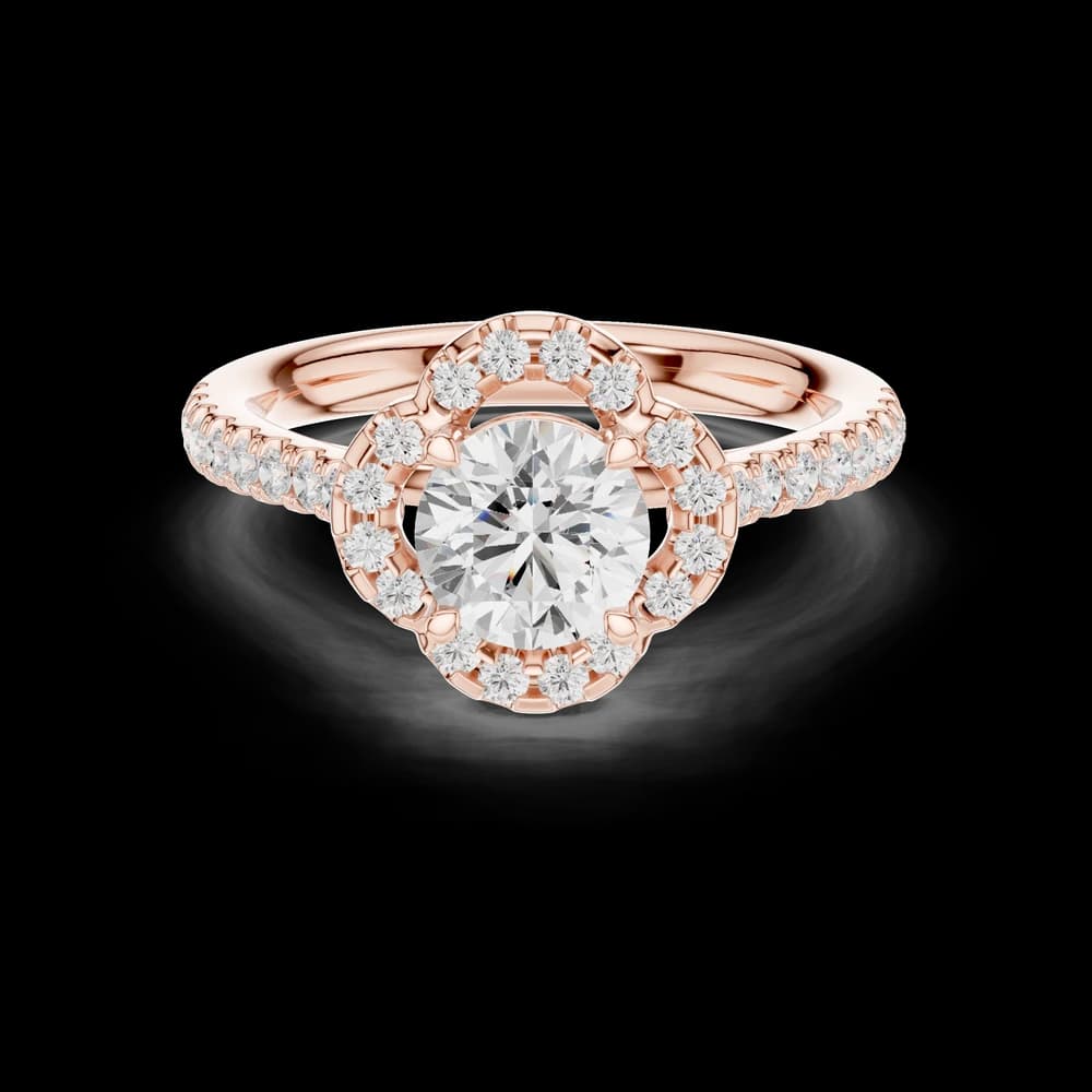 Scalloped Clover Halo Round Lab Grown Diamond Ring - Image 1 Scalloped Clover Halo Round Lab Grown Diamond Ring, view 1 of 6