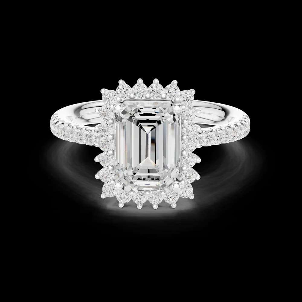 Emerald Starburst Halo Lab Grown Diamond Ring - Image 2 Emerald Starburst Halo Lab Grown Diamond Ring, view 2 of 6