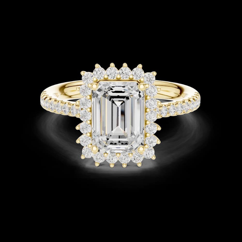 Emerald Starburst Halo Lab Grown Diamond Ring - Image 3 Emerald Starburst Halo Lab Grown Diamond Ring, view 3 of 6