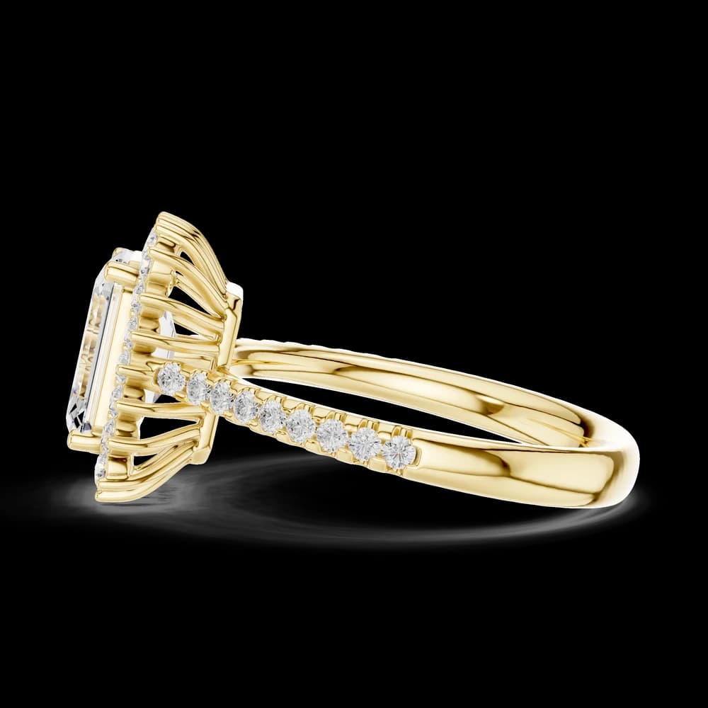Emerald Starburst Halo Lab Grown Diamond Ring - Image 6 Emerald Starburst Halo Lab Grown Diamond Ring, view 6 of 6