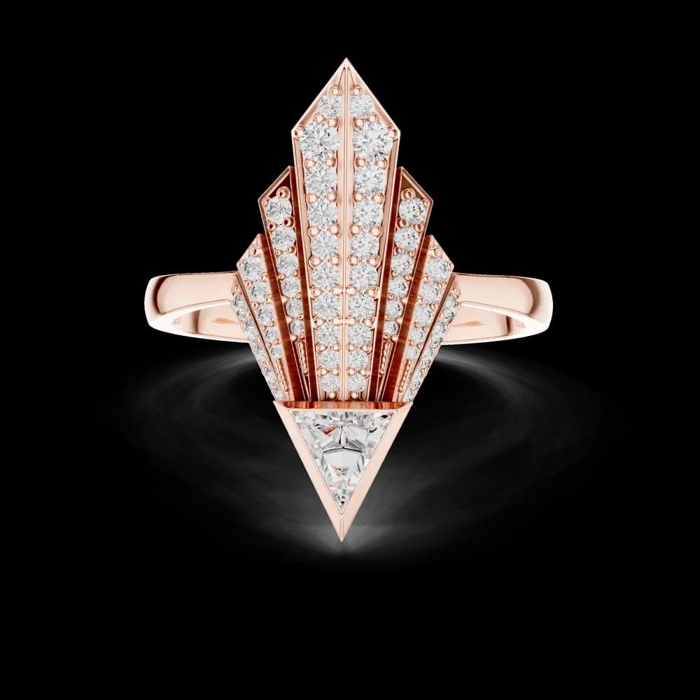 Triangular Stone Fan Lab Grown Diamond Ring - Image 1 Triangular Stone Fan Lab Grown Diamond Ring, view 1 of 6