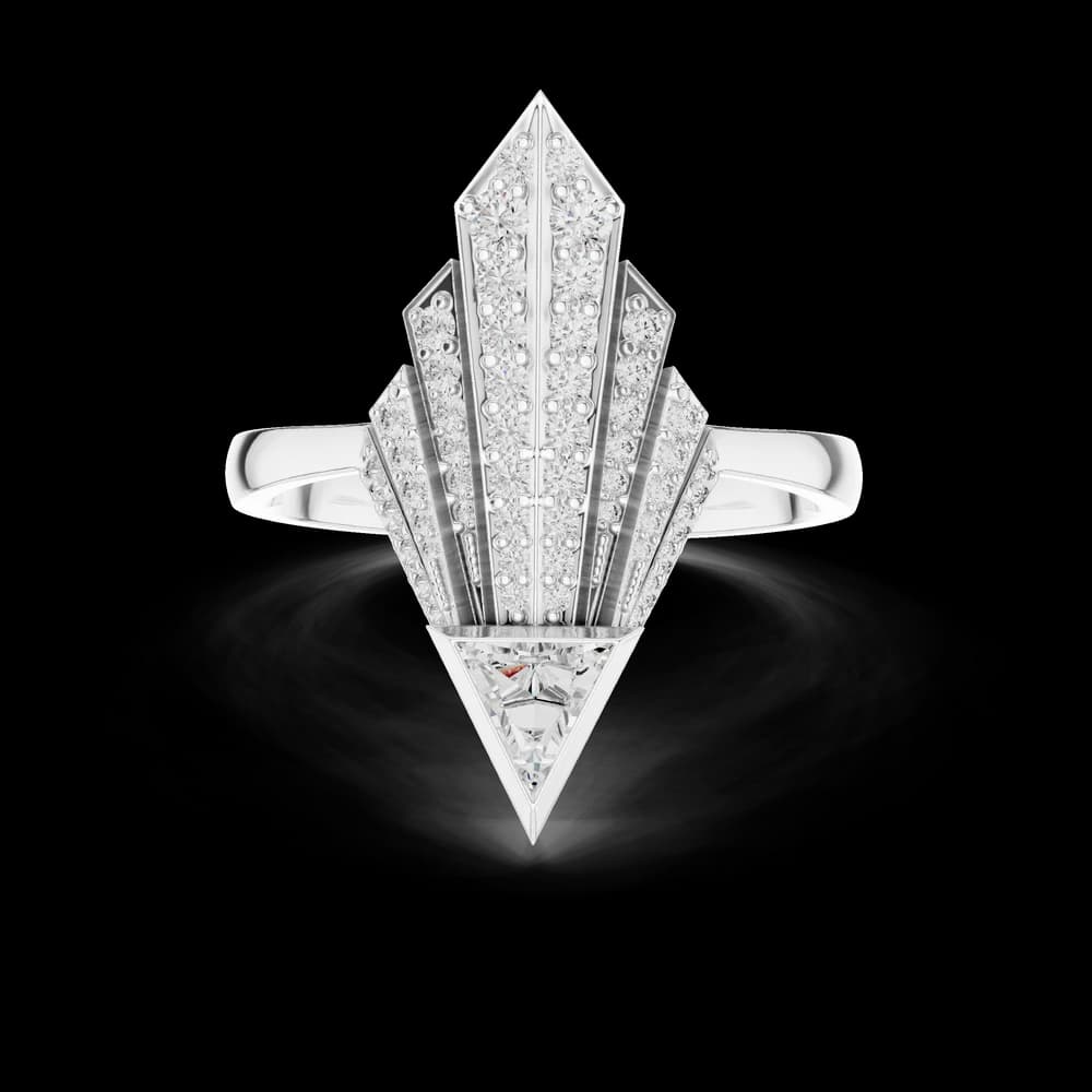 Triangular Stone Fan Lab Grown Diamond Ring - Image 2 Triangular Stone Fan Lab Grown Diamond Ring, view 2 of 6