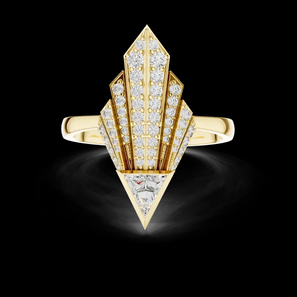 Triangular Stone Fan Lab Grown Diamond Ring - Image 3 Triangular Stone Fan Lab Grown Diamond Ring, view 3 of 6