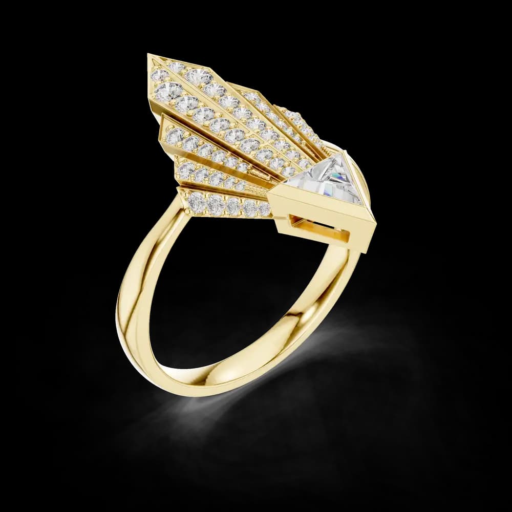 Triangular Stone Fan Lab Grown Diamond Ring - Image 5 Triangular Stone Fan Lab Grown Diamond Ring, view 5 of 6