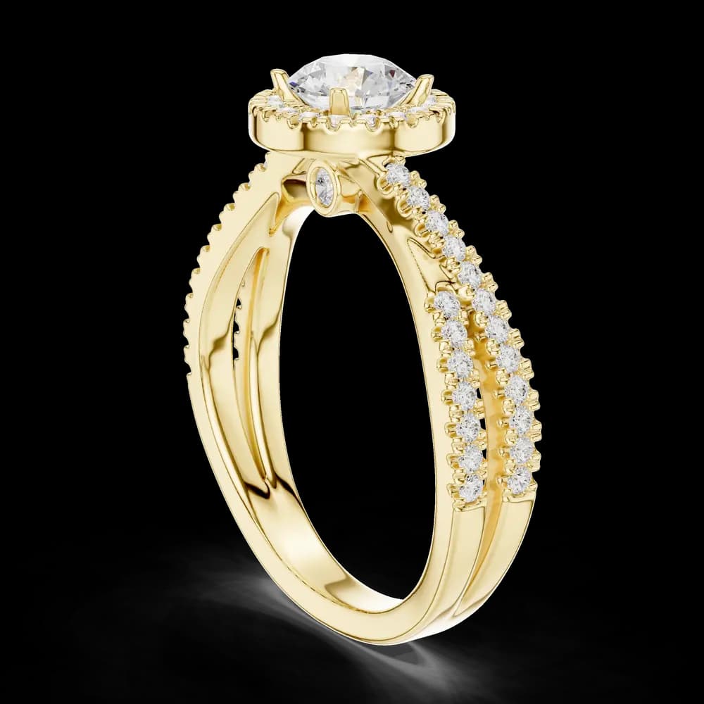 Round Halo Pavé Crossover Band Lab Grown Ring - Image 4 Round Halo Pavé Crossover Band Lab Grown Ring, view 4 of 6