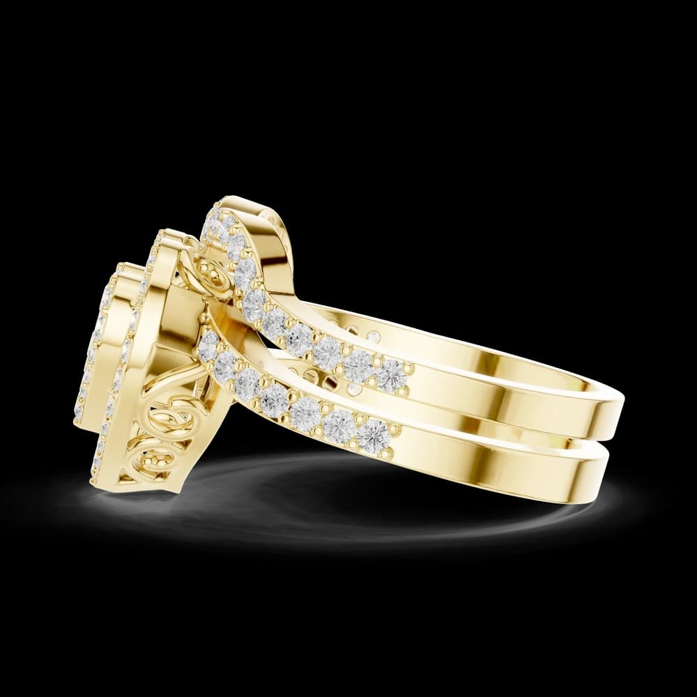 Heart Shape Double Halo Pave Round Diamond Ring - Image 6 Heart Shape Double Halo Pave Round Diamond Ring, view 6 of 6