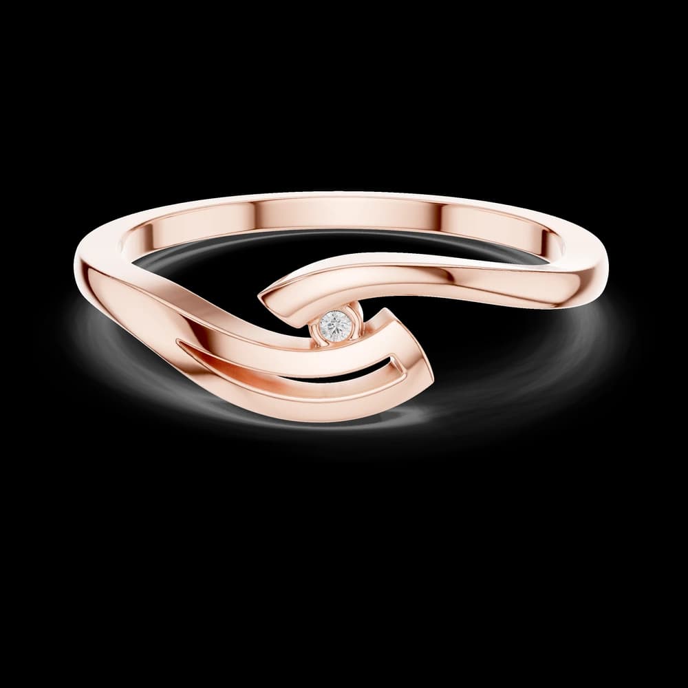 Wave Swirl Round Solitaire Lab Grown Diamond Ring - Image 1 Wave Swirl Round Solitaire Lab Grown Diamond Ring, view 1 of 6