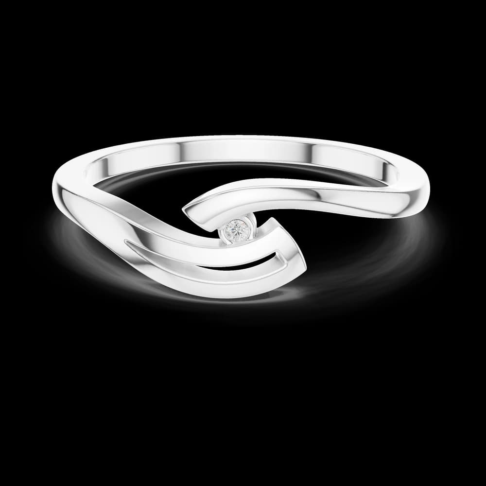 Wave Swirl Round Solitaire Lab Grown Diamond Ring - Image 2 Wave Swirl Round Solitaire Lab Grown Diamond Ring, view 2 of 6