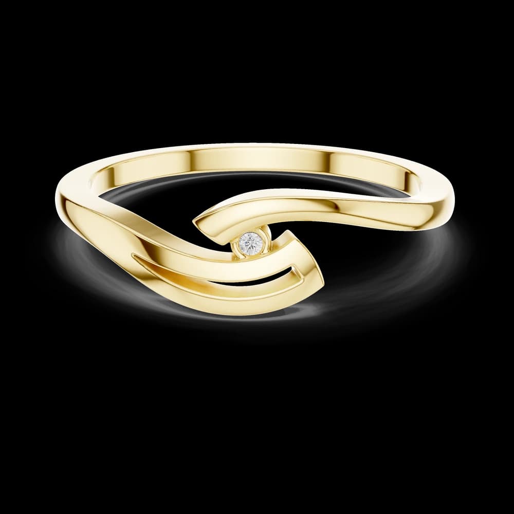 Wave Swirl Round Solitaire Lab Grown Diamond Ring - Image 3 Wave Swirl Round Solitaire Lab Grown Diamond Ring, view 3 of 6