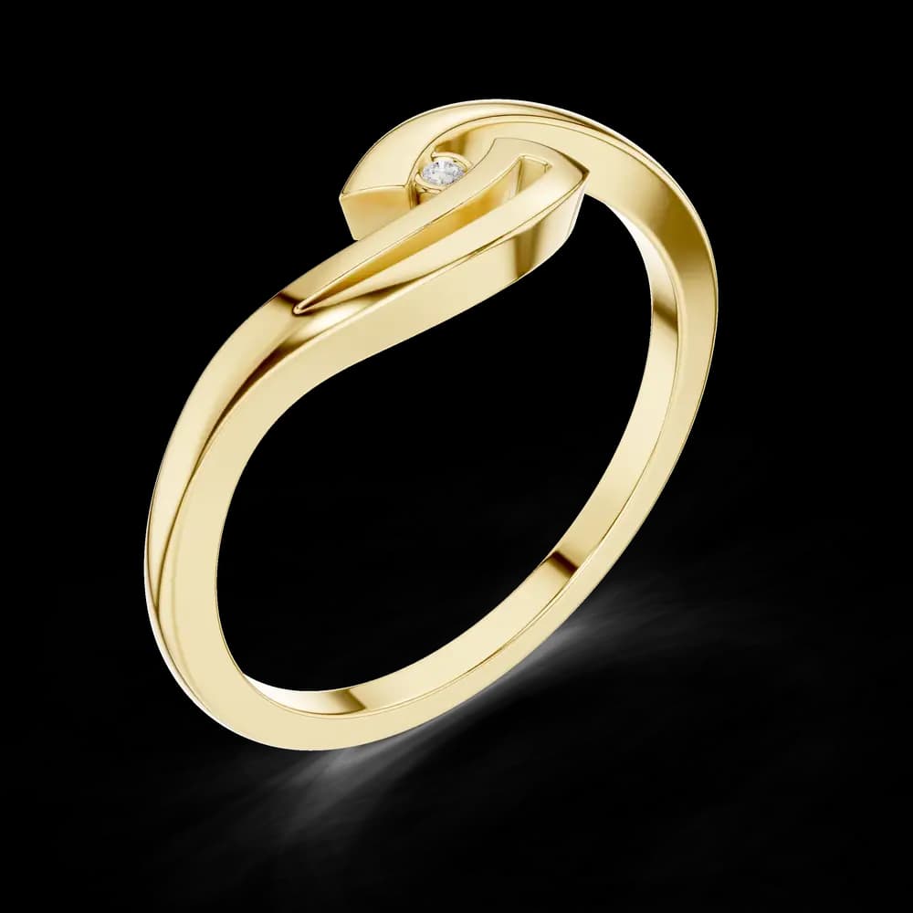 Wave Swirl Round Solitaire Lab Grown Diamond Ring - Image 5 Wave Swirl Round Solitaire Lab Grown Diamond Ring, view 5 of 6