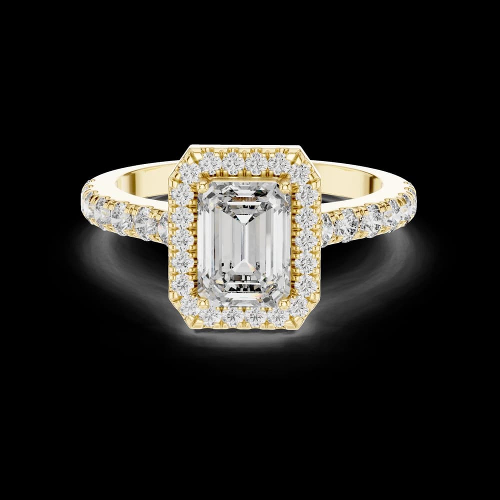 Pavé Accented Emerald Halo Lab Grown Ring - Image 3 Pavé Accented Emerald Halo Lab Grown Ring, view 3 of 5