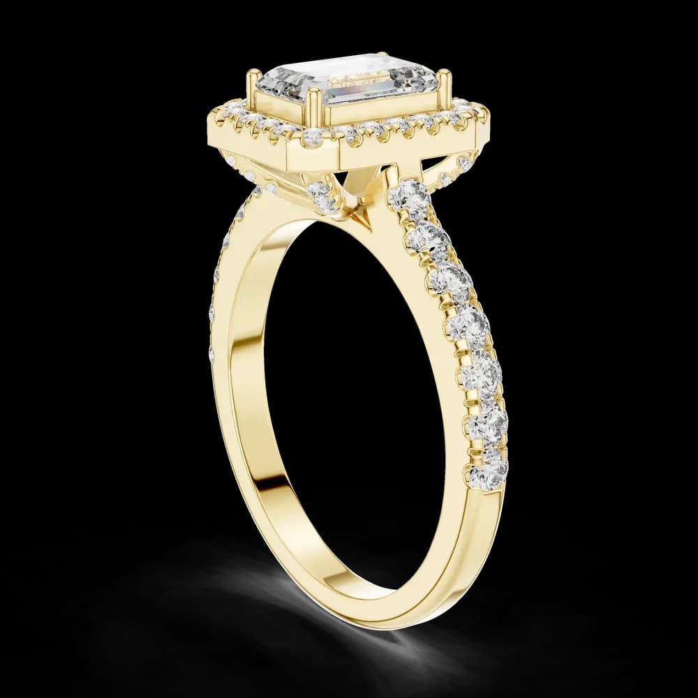 Pavé Accented Emerald Halo Lab Grown Ring - Image 4 Pavé Accented Emerald Halo Lab Grown Ring, view 4 of 5