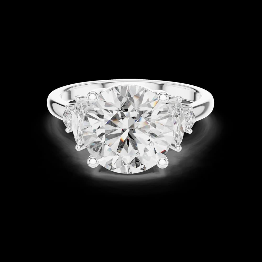 Round Cut With Marquise Lab Grown Diamond Ring - Image 2 Round Cut With Marquise Lab Grown Diamond Ring, view 2 of 5