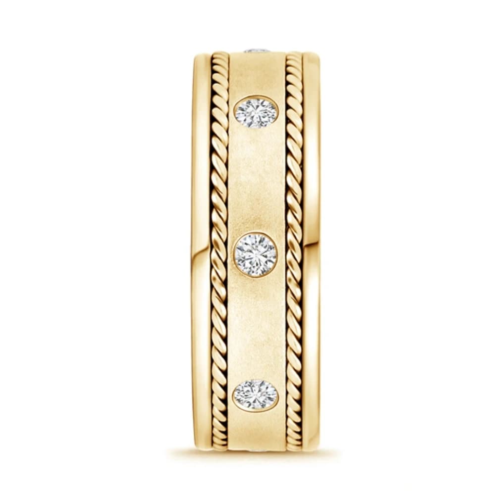 Rope Edged Gypsy Set Men's Lab Grown Diamond Wedding Ring - Image 3 Rope Edged Gypsy Set Men's Lab Grown Diamond Wedding Ring, view 3 of 3