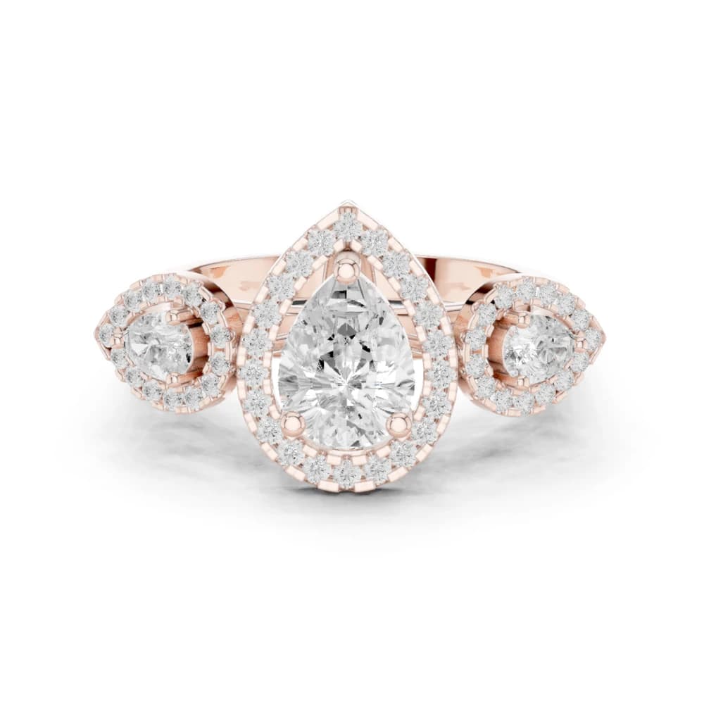 Pear-Cut Lab Grown Diamond Halo Ring - Image 1 Pear-Cut Lab Grown Diamond Halo Ring, view 1 of 9