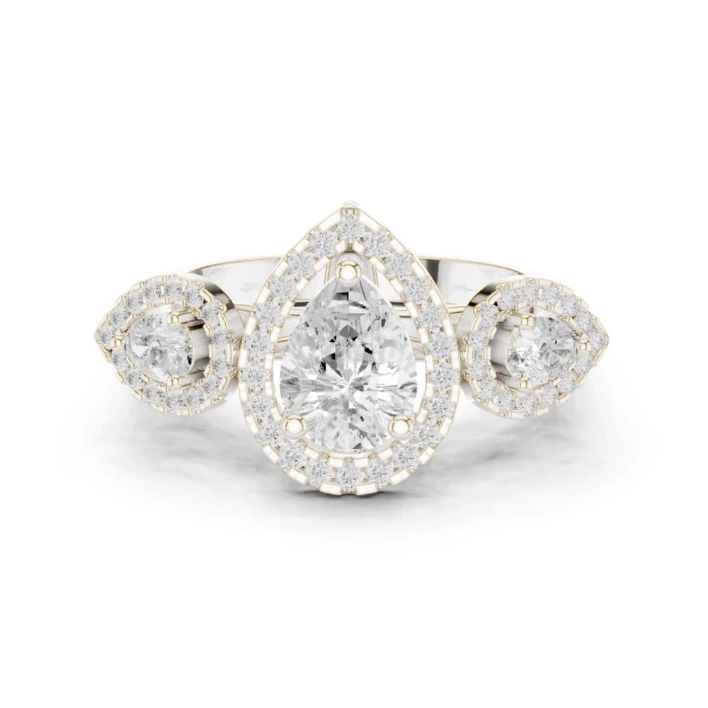 Pear-Cut Lab Grown Diamond Halo Ring - Image 2 Pear-Cut Lab Grown Diamond Halo Ring, view 2 of 9