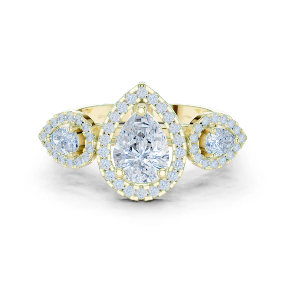 Pear-Cut Lab Grown Diamond Halo Ring - Image 3 Pear-Cut Lab Grown Diamond Halo Ring, view 3 of 9
