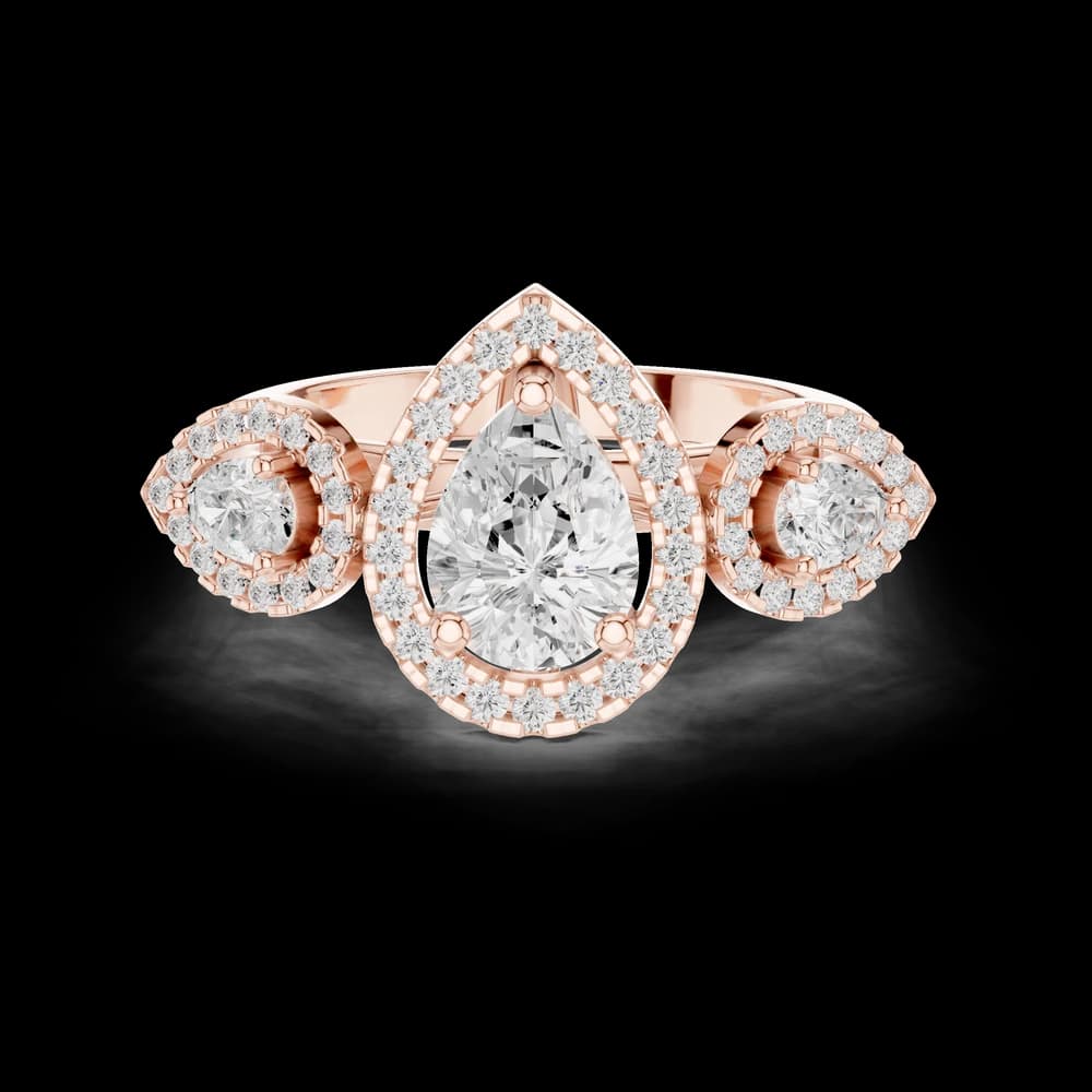 Pear-Cut Lab Grown Diamond Halo Ring - Image 4 Pear-Cut Lab Grown Diamond Halo Ring, view 4 of 9
