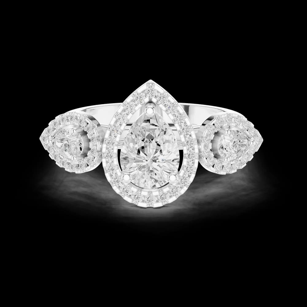 Pear-Cut Lab Grown Diamond Halo Ring - Image 5 Pear-Cut Lab Grown Diamond Halo Ring, view 5 of 9