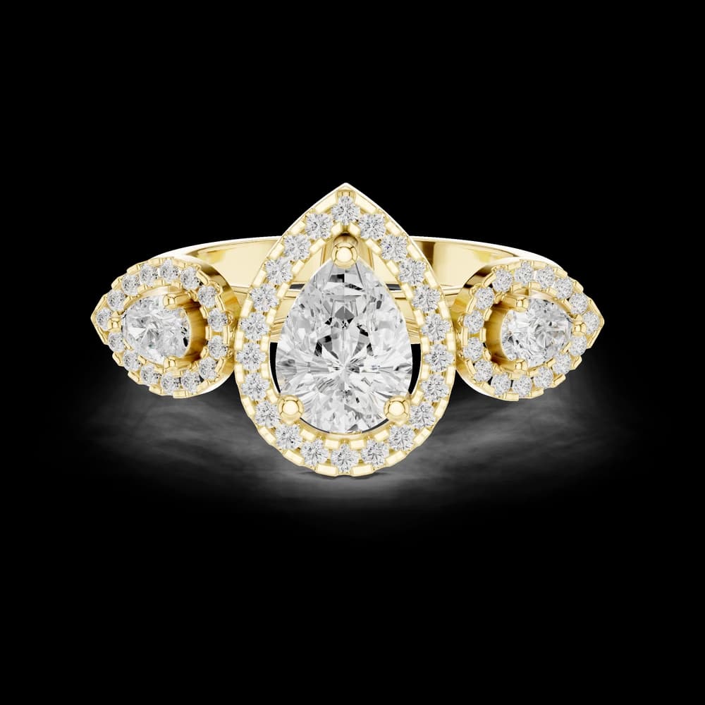 Pear-Cut Lab Grown Diamond Halo Ring - Image 6 Pear-Cut Lab Grown Diamond Halo Ring, view 6 of 9