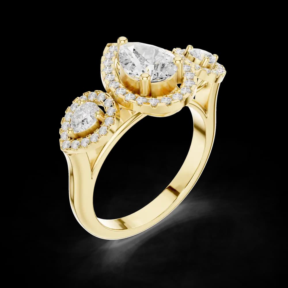 Pear-Cut Lab Grown Diamond Halo Ring - Image 8 Pear-Cut Lab Grown Diamond Halo Ring, view 8 of 9