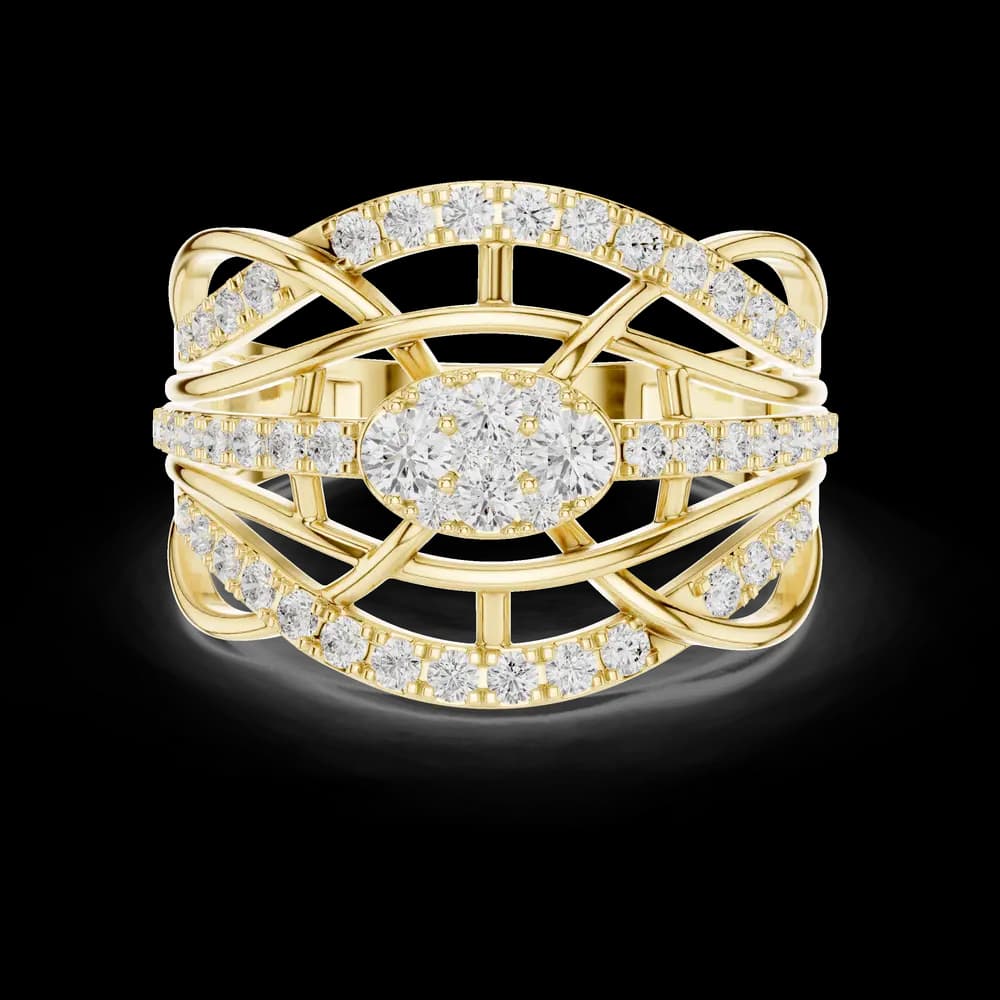 Openwork Lattice Oval Cluster Lab Grown Diamond Ring - Image 3 Openwork Lattice Oval Cluster Lab Grown Diamond Ring, view 3 of 6