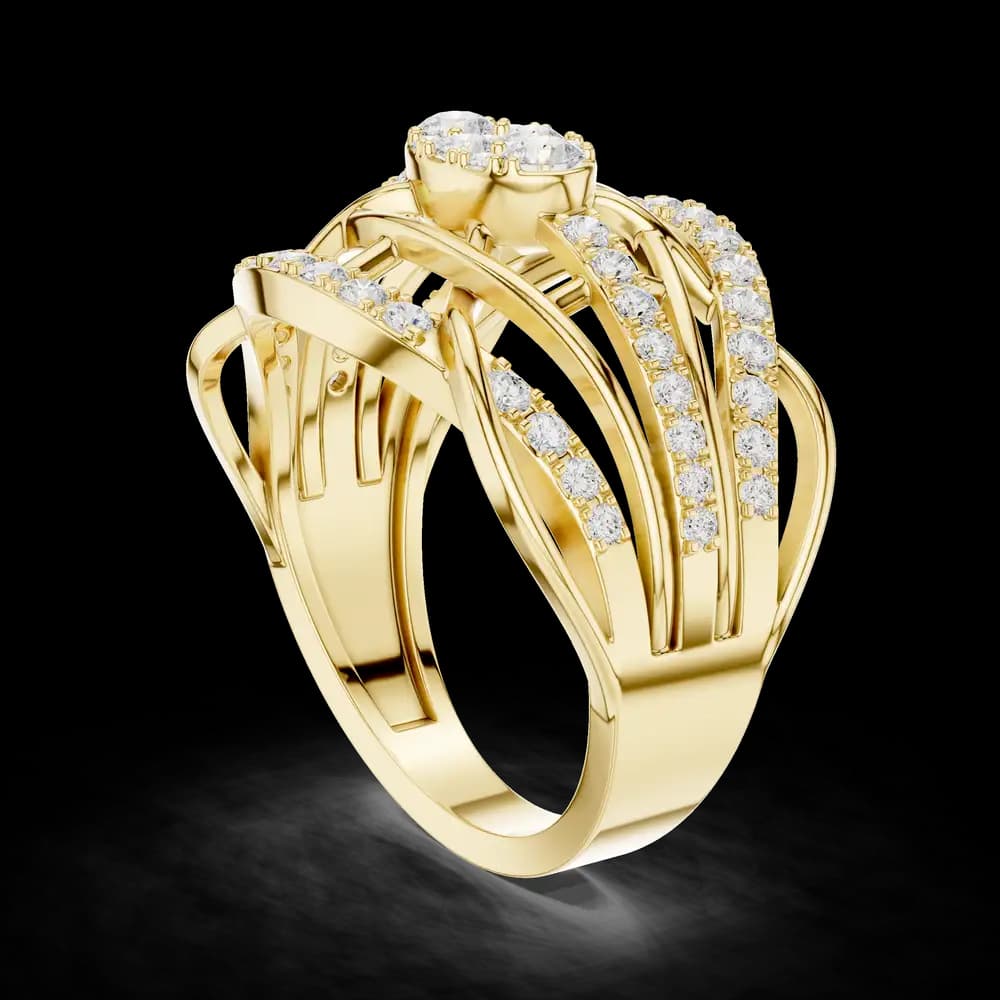 Openwork Lattice Oval Cluster Lab Grown Diamond Ring - Image 4 Openwork Lattice Oval Cluster Lab Grown Diamond Ring, view 4 of 6