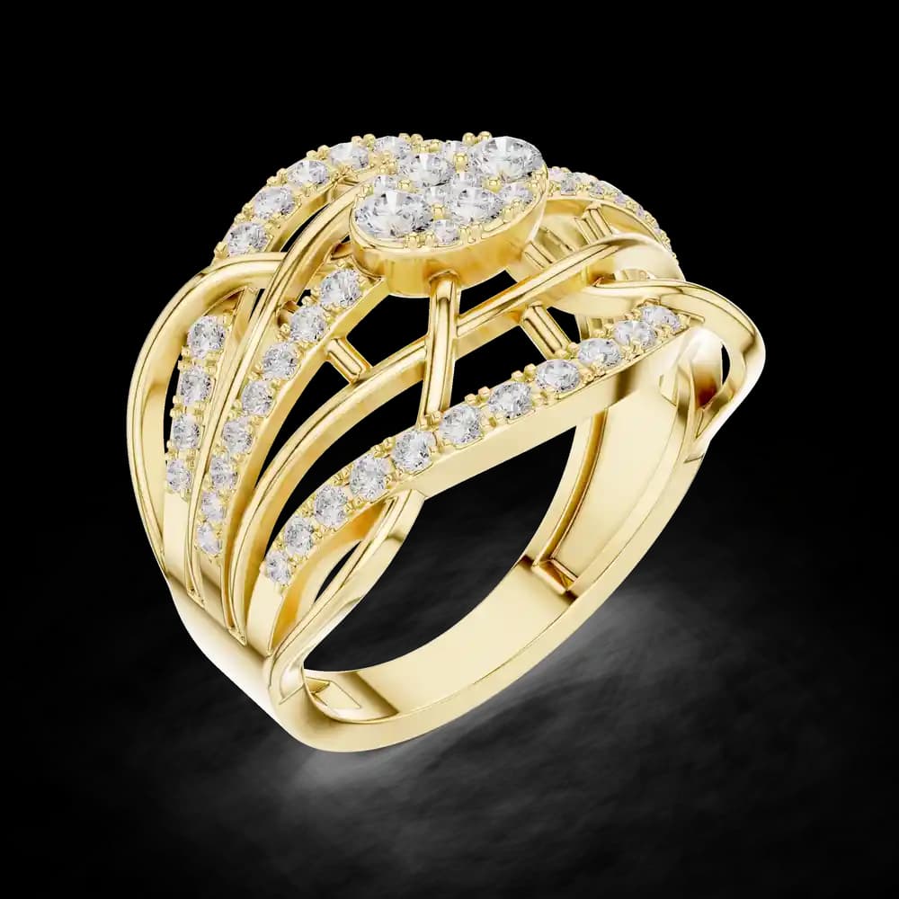 Openwork Lattice Oval Cluster Lab Grown Diamond Ring - Image 5 Openwork Lattice Oval Cluster Lab Grown Diamond Ring, view 5 of 6