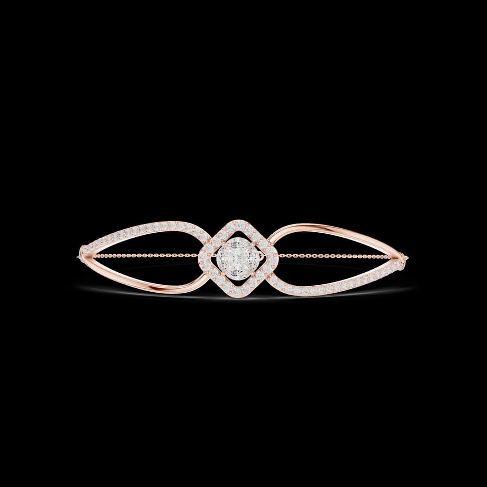 Diamond-Encrusted Gold Geometric Lab Grown Diamond Bracelet - Image 2 Diamond-Encrusted Gold Geometric Lab Grown Diamond Bracelet, view 2 of 7